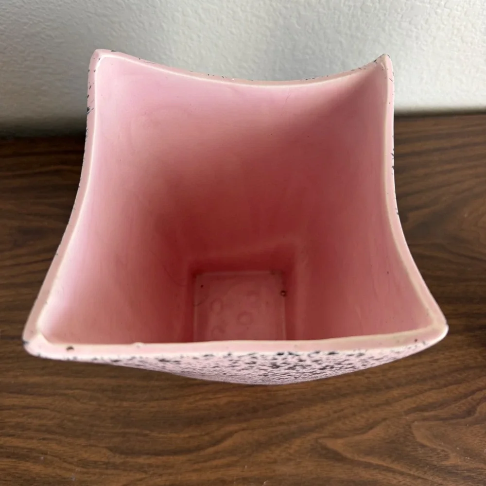 Vintage Stanfordware MCM Speckled Confetti Pink USA Pottery Vase 9.5